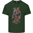Funny Steampunk Pirate Owl Mens Cotton T-Shirt Tee Top Forest Green
