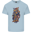 Funny Steampunk Pirate Owl Mens Cotton T-Shirt Tee Top Light Blue