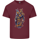 Funny Steampunk Pirate Owl Mens Cotton T-Shirt Tee Top Maroon