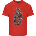 Funny Steampunk Pirate Owl Mens Cotton T-Shirt Tee Top Red