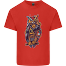 Funny Steampunk Pirate Owl Mens Cotton T-Shirt Tee Top Red