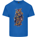 Funny Steampunk Pirate Owl Mens Cotton T-Shirt Tee Top Royal Blue