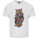 Funny Steampunk Pirate Owl Mens Cotton T-Shirt Tee Top White