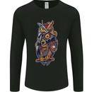 Funny Steampunk Pirate Owl Mens Long Sleeve T-Shirt Black