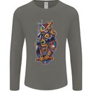 Funny Steampunk Pirate Owl Mens Long Sleeve T-Shirt Charcoal