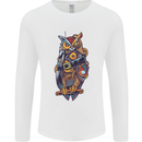 Funny Steampunk Pirate Owl Mens Long Sleeve T-Shirt White