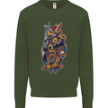 Funny Steampunk Pirate Owl Mens Sweatshirt Jumper Forest Green