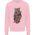 Funny Steampunk Pirate Owl Mens Sweatshirt Jumper Light Pink