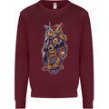 Funny Steampunk Pirate Owl Mens Sweatshirt Jumper Maroon