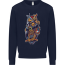 Funny Steampunk Pirate Owl Mens Sweatshirt Jumper Navy Blue