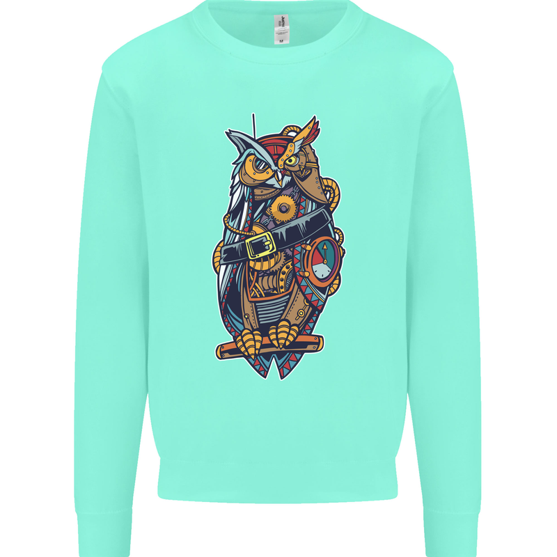 Funny Steampunk Pirate Owl Mens Sweatshirt Jumper Peppermint