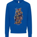 Funny Steampunk Pirate Owl Mens Sweatshirt Jumper Royal Blue