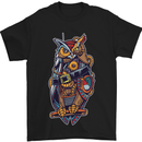 Funny Steampunk Pirate Owl Mens T-Shirt Cotton Gildan Black