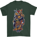 Funny Steampunk Pirate Owl Mens T-Shirt Cotton Gildan Forest Green