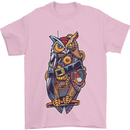 Funny Steampunk Pirate Owl Mens T-Shirt Cotton Gildan Light Pink