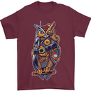 Funny Steampunk Pirate Owl Mens T-Shirt Cotton Gildan Maroon