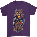 Funny Steampunk Pirate Owl Mens T-Shirt Cotton Gildan Purple