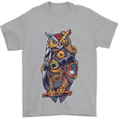 Funny Steampunk Pirate Owl Mens T-Shirt Cotton Gildan Sports Grey