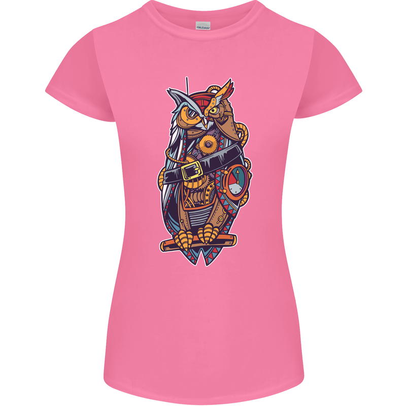 Funny Steampunk Pirate Owl Womens Petite Cut T-Shirt Azalea