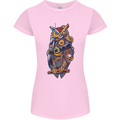 Funny Steampunk Pirate Owl Womens Petite Cut T-Shirt Light Pink
