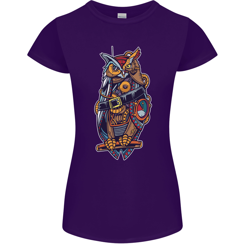 Funny Steampunk Pirate Owl Womens Petite Cut T-Shirt Purple