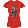 Funny Steampunk Pirate Owl Womens Petite Cut T-Shirt Red