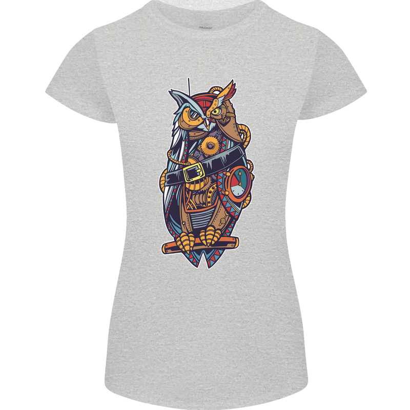 Funny Steampunk Pirate Owl Womens Petite Cut T-Shirt Sports Grey