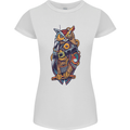 Funny Steampunk Pirate Owl Womens Petite Cut T-Shirt White