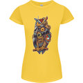 Funny Steampunk Pirate Owl Womens Petite Cut T-Shirt Yellow