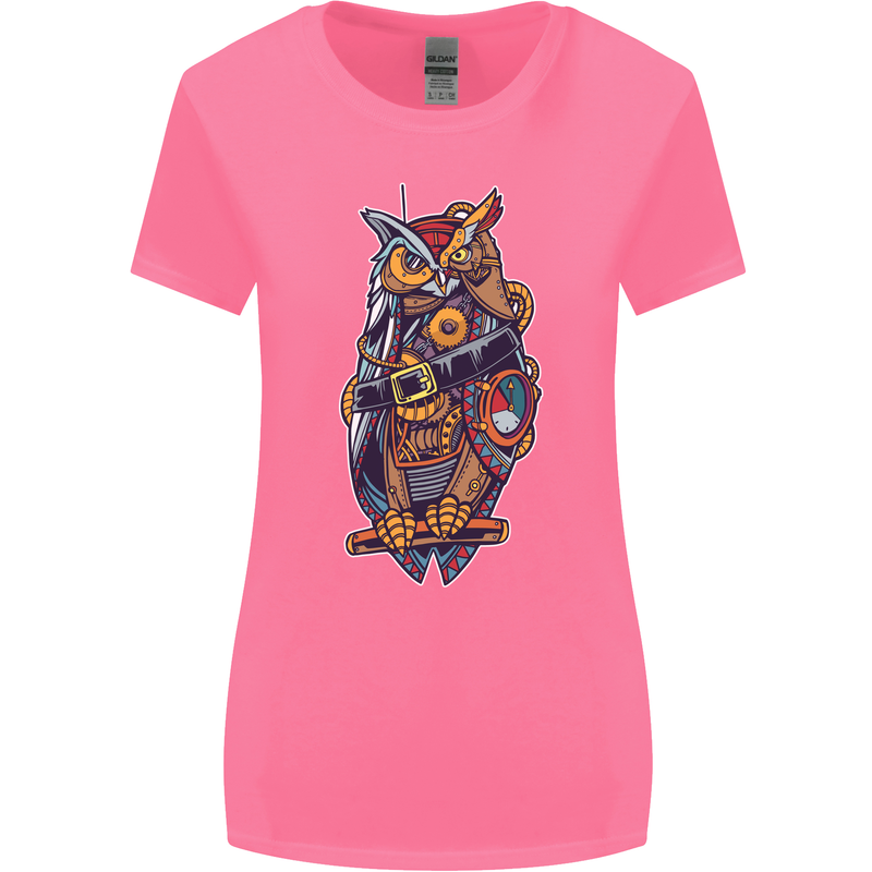 Funny Steampunk Pirate Owl Womens Wider Cut T-Shirt Azalea