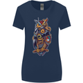 Funny Steampunk Pirate Owl Womens Wider Cut T-Shirt Navy Blue