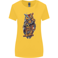 Funny Steampunk Pirate Owl Womens Wider Cut T-Shirt Yellow