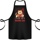 Funny Sushi Cat Food Fish Chef Japan Cotton Apron 100% Organic Black