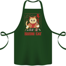 Funny Sushi Cat Food Fish Chef Japan Cotton Apron 100% Organic Forest Green