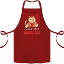 Funny Sushi Cat Food Fish Chef Japan Cotton Apron 100% Organic Maroon