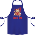 Funny Sushi Cat Food Fish Chef Japan Cotton Apron 100% Organic Royal Blue