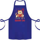 Funny Sushi Cat Food Fish Chef Japan Cotton Apron 100% Organic Royal Blue