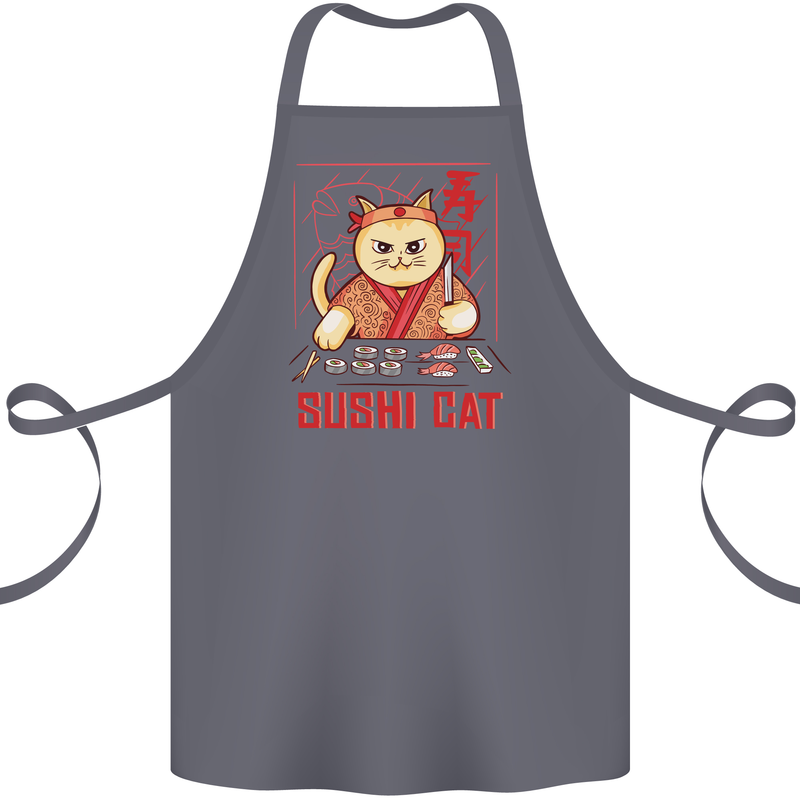Funny Sushi Cat Food Fish Chef Japan Cotton Apron 100% Organic Steel