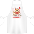 Funny Sushi Cat Food Fish Chef Japan Cotton Apron 100% Organic White