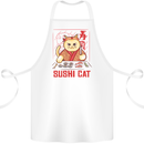 Funny Sushi Cat Food Fish Chef Japan Cotton Apron 100% Organic White