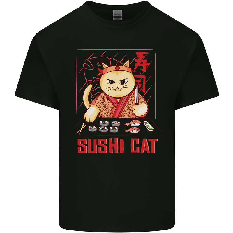 Funny Sushi Cat Food Fish Chef Japan Kids T-Shirt Childrens Black