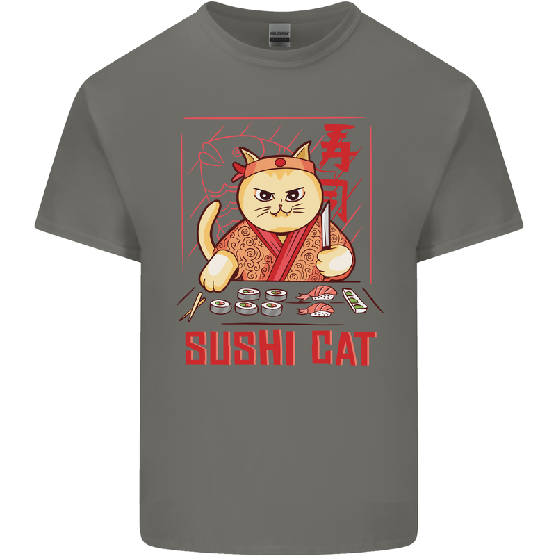 Funny Sushi Cat Food Fish Chef Japan Kids T-Shirt Childrens Charcoal