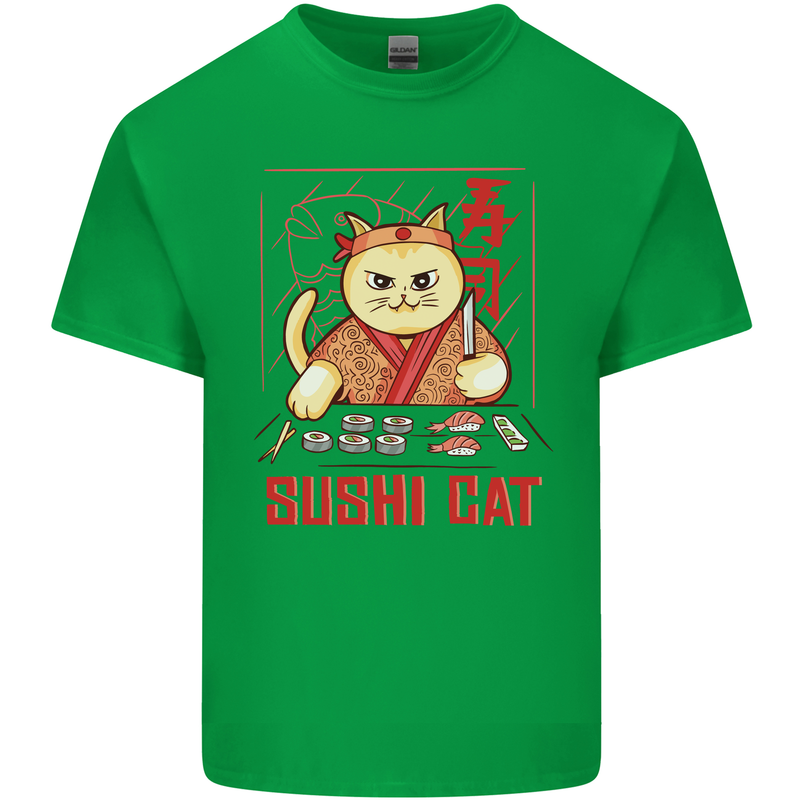 Funny Sushi Cat Food Fish Chef Japan Kids T-Shirt Childrens Irish Green