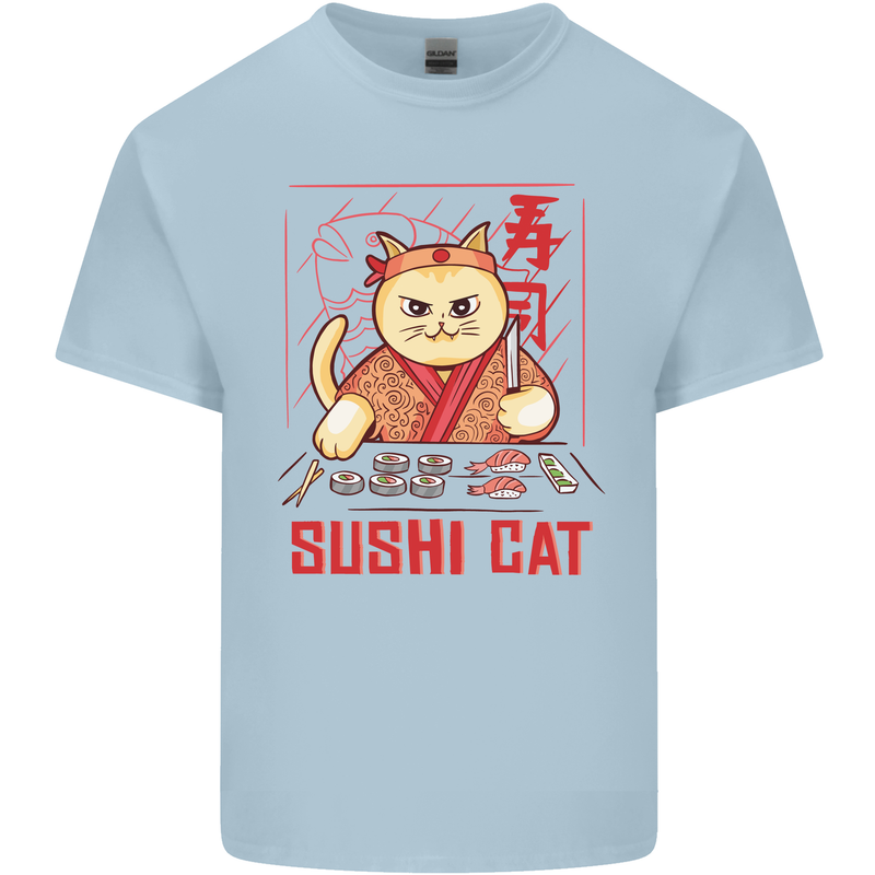 Funny Sushi Cat Food Fish Chef Japan Kids T-Shirt Childrens Light Blue