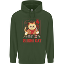 Funny Sushi Cat Food Fish Chef Japan Mens 80% Cotton Hoodie Forest Green