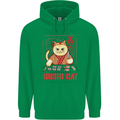 Funny Sushi Cat Food Fish Chef Japan Mens 80% Cotton Hoodie Irish Green