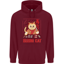 Funny Sushi Cat Food Fish Chef Japan Mens 80% Cotton Hoodie Maroon