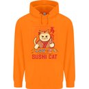 Funny Sushi Cat Food Fish Chef Japan Mens 80% Cotton Hoodie Orange