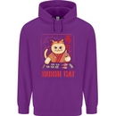 Funny Sushi Cat Food Fish Chef Japan Mens 80% Cotton Hoodie Purple