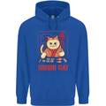 Funny Sushi Cat Food Fish Chef Japan Mens 80% Cotton Hoodie Royal Blue